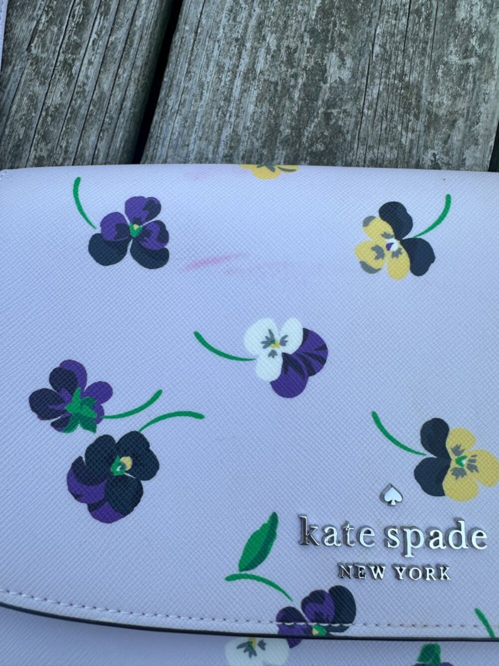 Kate Spade Carson Convertible Crossbody Bag Lilac Pansy Toss Purple Floral Purse - Picture 2 of 6